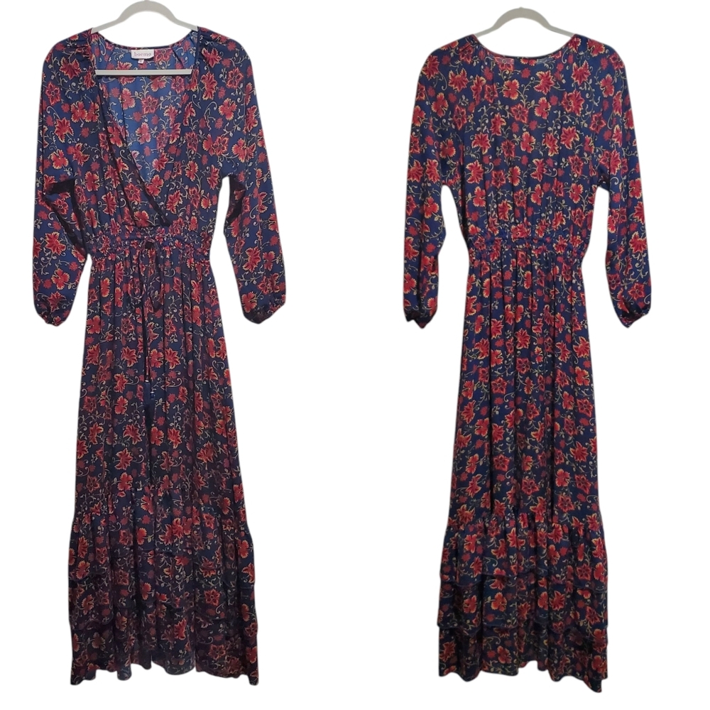 Anthropologie Boemo Floral Tiered Ruffle Hem Maxi Dress Size M Feminine